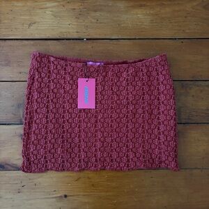 Edikted Rust Red Textured Mini Skirt